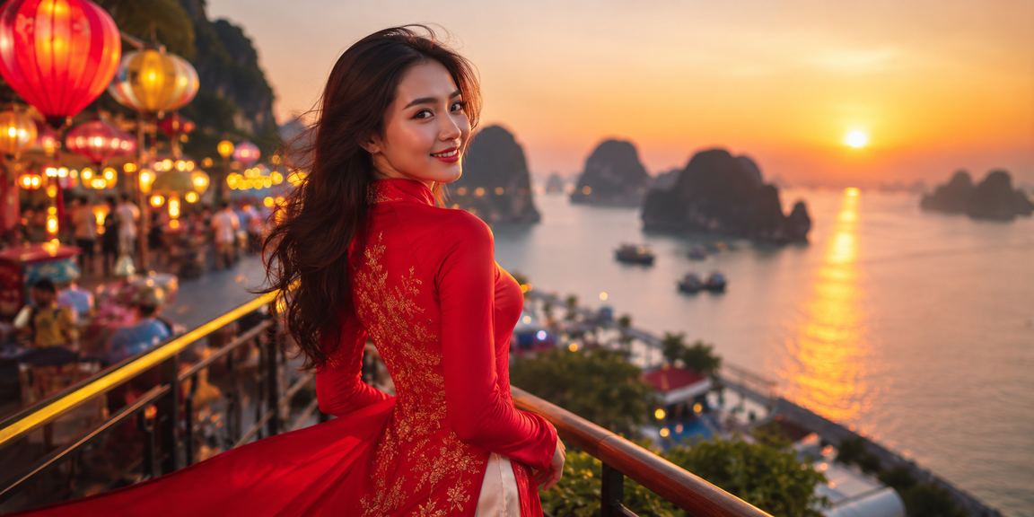 Người chơi trải nghiệm game cá cược trên điện thoại với phong cảnh Hạ Long
